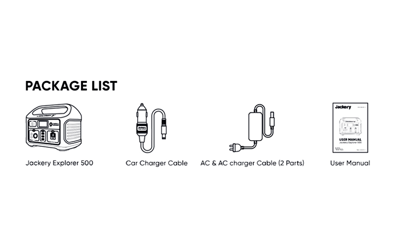 Jackery Explorer 500 Portable Power Station-Packing List