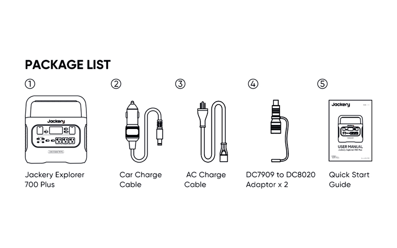 Jackery Explorer 700 Plus Portable Power Station-Packing List