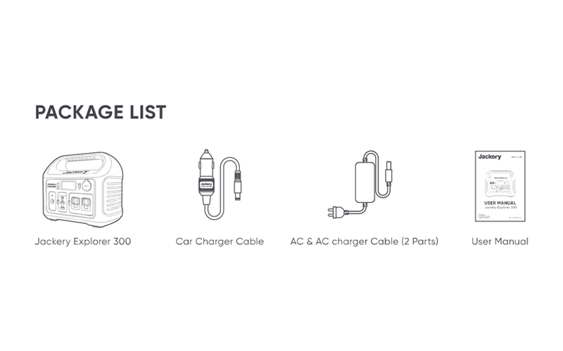 Jackery Explorer 300 Portable Power Station-Packing List